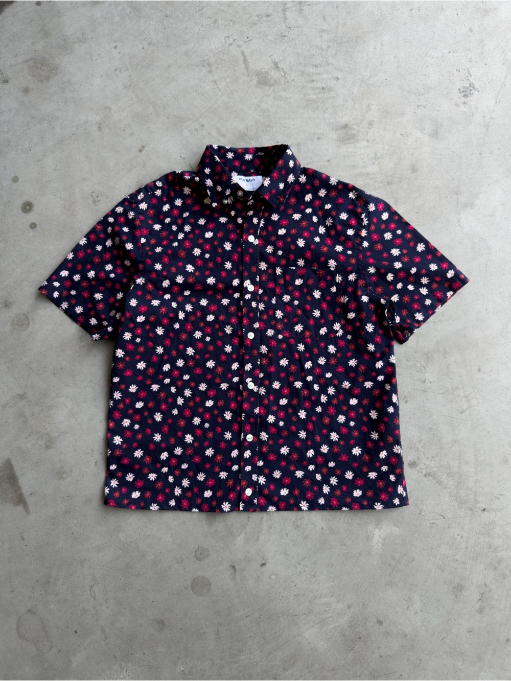 Cropped Boxy Floral Button Up Shirt - S